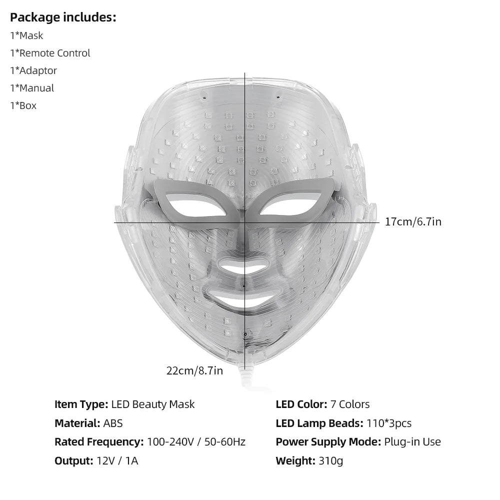 7 Colors LED Face Mask Facial LED Mask Skin Care Facial Spa Home Use Beauty Machine