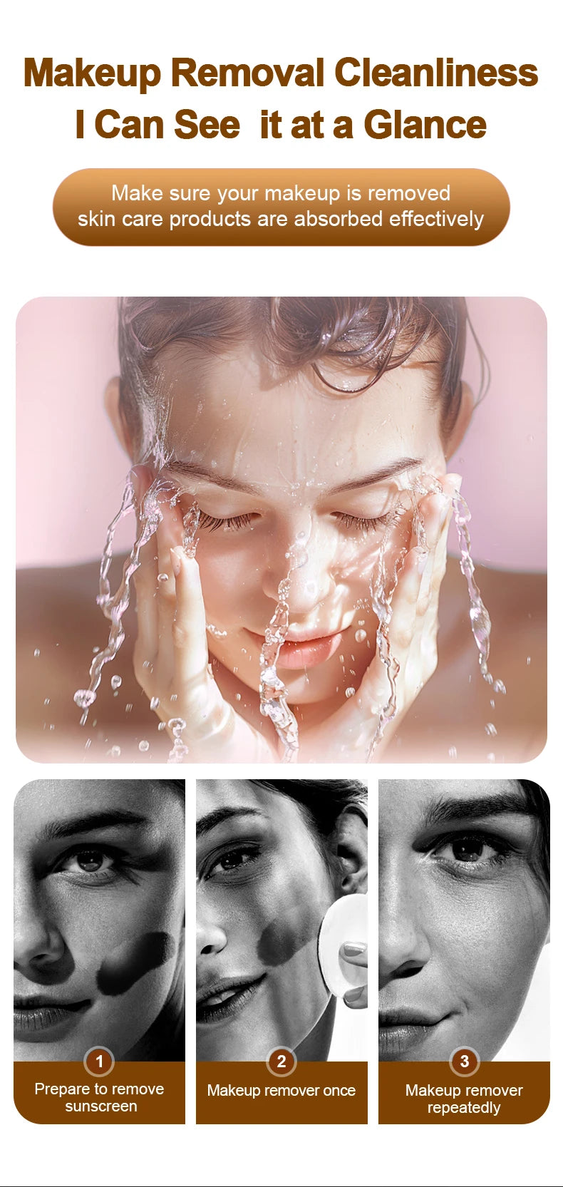 Smart Sunscreen LED Light Portable Makeup Mirror UV Camera Visual Face Sunscreen Makeup Mirrors