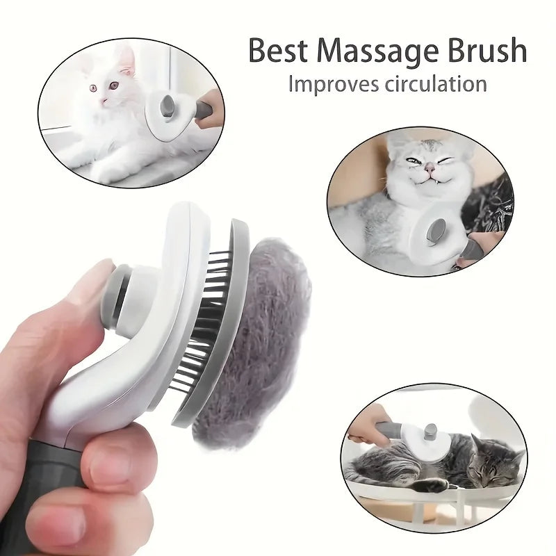 One-Click Pet Grooming Comb Automatic Self Cleaning Slicker Brush Effortless Floating Hair Removal Tool for Dogs Cats 2026