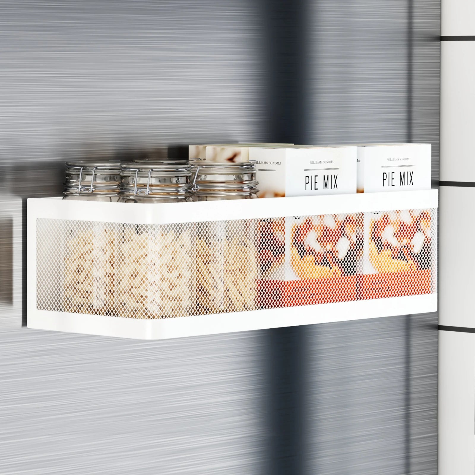 Magnetic Refrigerator Storage Rack, Magnetic Spice Rack, Metal Magnetic Hanging Basket, Wall Cabinet, Multifunctional Storage Box, No-Drill Installation