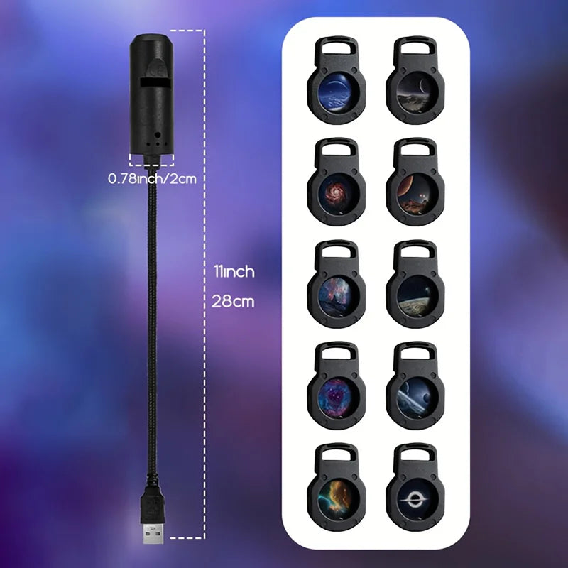 NEW 360° Rotating Starry Sky Projector, 1 Light + 10 Film Discs Galaxy Lamp, Adjustable Focus with Timer, Perfect Night Light