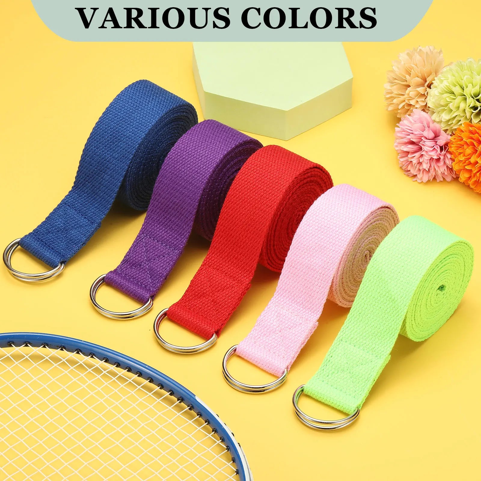 Yoga Strap for Stretching 1.8/2.5/3.2meter Athletic Stretch Band with Adjustable Metal D Ring Buckle Yoga Bands Exercise