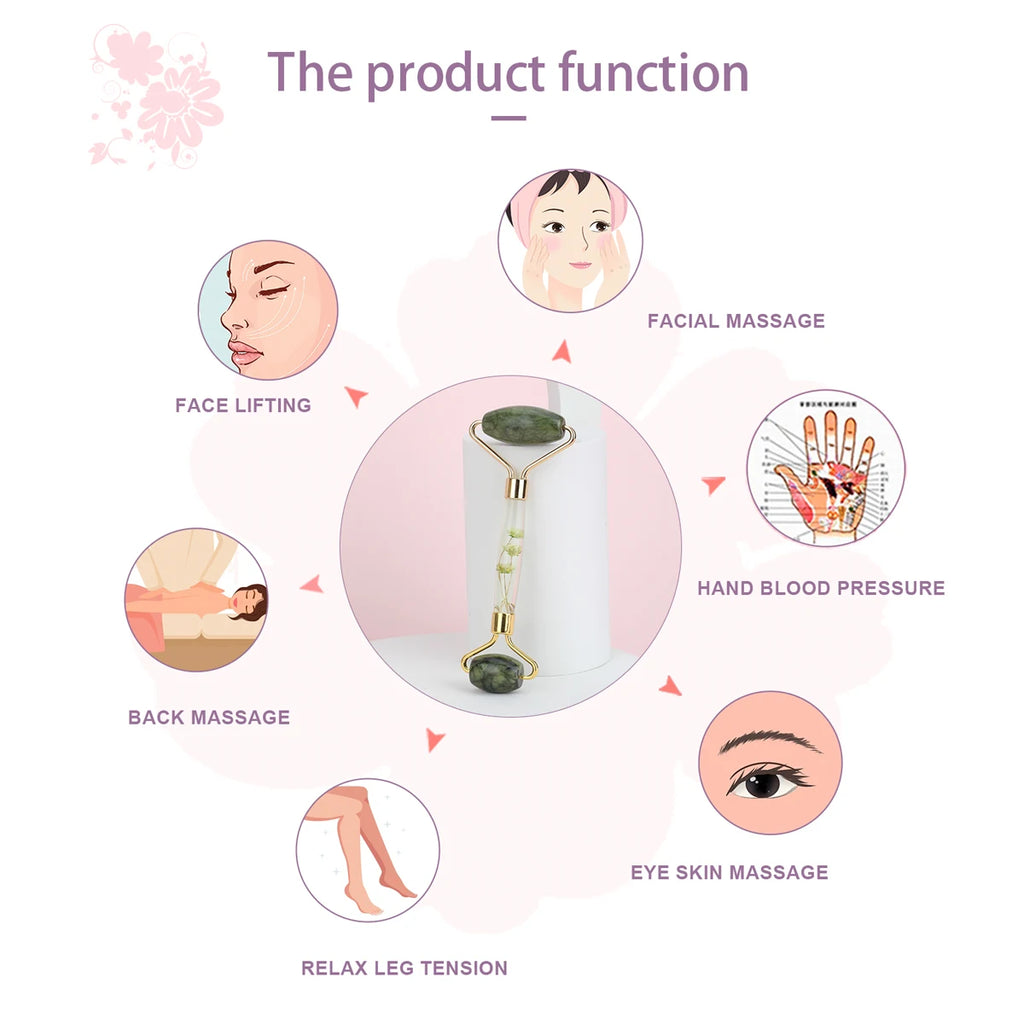1pc Jade Roller Facial Tool Natural Jade Face Roller Massager Tool Body Mini Portable Skin Care Body Massage Relaxing Tool