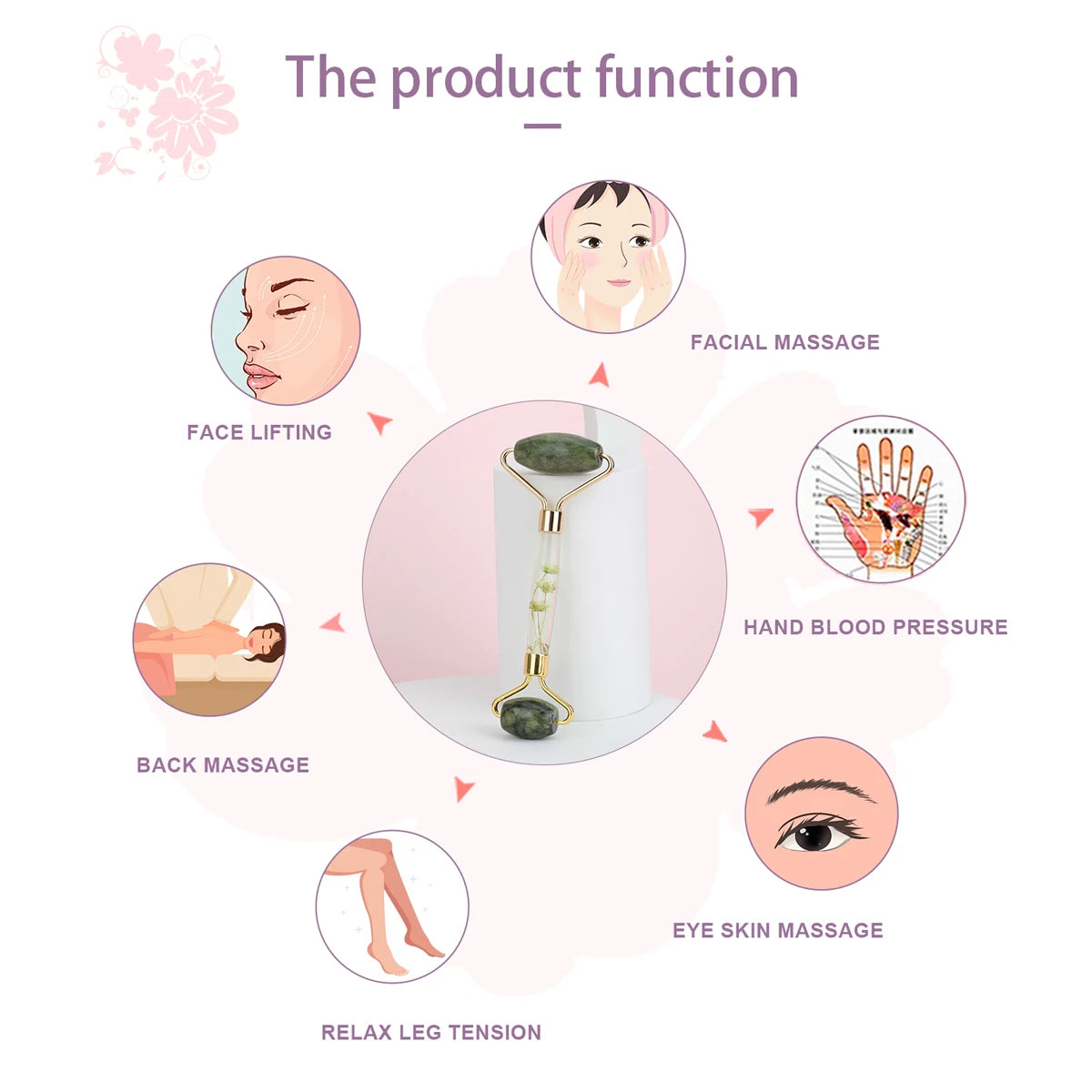 1pc Jade Roller Facial Tool Natural Jade Face Roller Massager Tool Body Mini Portable Skin Care Body Massage Relaxing Tool