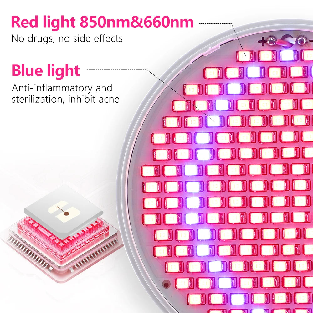 New LED Photon Beauty Lamp Face Wrinkle Removal Anti-Aging Device Red Blue Light Acne Removal Firming Skin Home Beauty Device