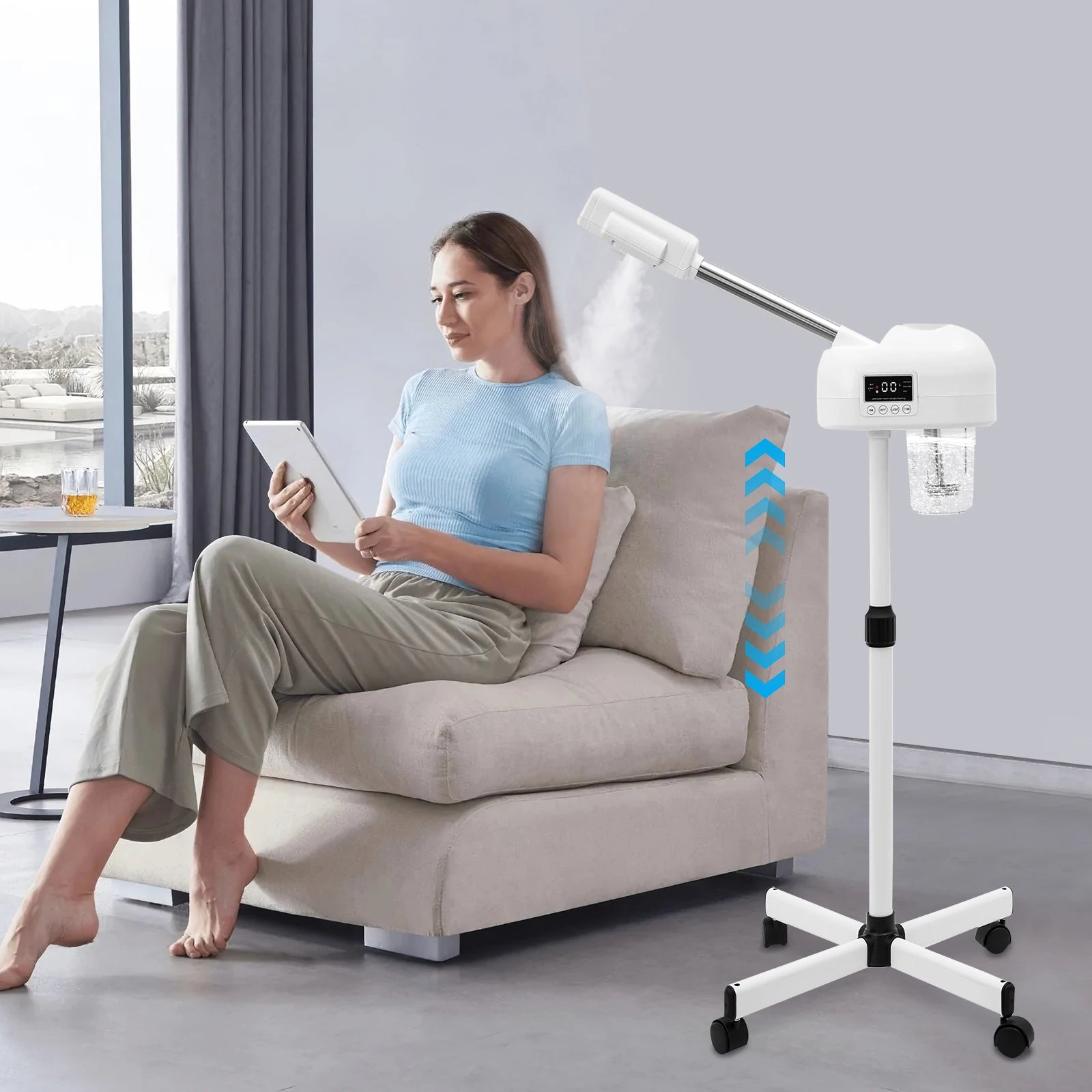 750w Standing Facial Steamer LCD Ozone Facial Steamer Professional for Clean Skin, Skin Care Spa with Hot Mist