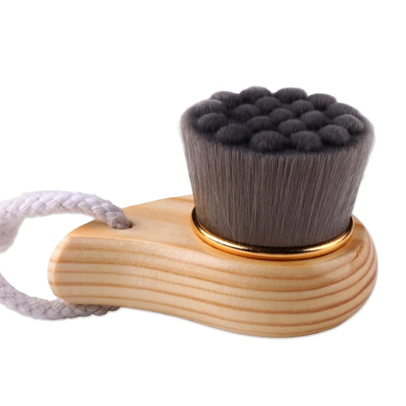 Blackhead Deep Cleaner Beauty Facial Massage Brush Facial Care Wooden Handle Facial Cleansing Brush Soft Fiber Hair Exfoliating