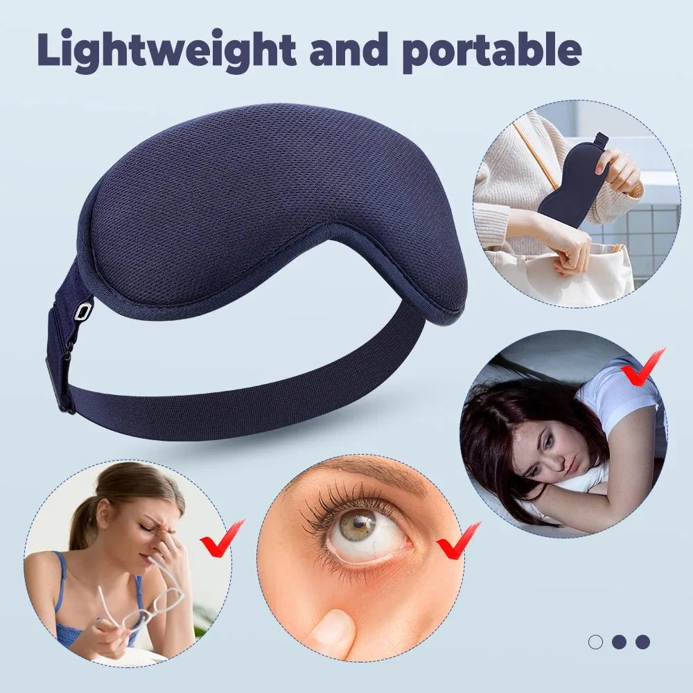 USB Heated Eye Mask 3D Smart Timing Massage Mask for Eye Fatigue Relief Sleep Aid & Travel Use Rechargeable Warm Compress