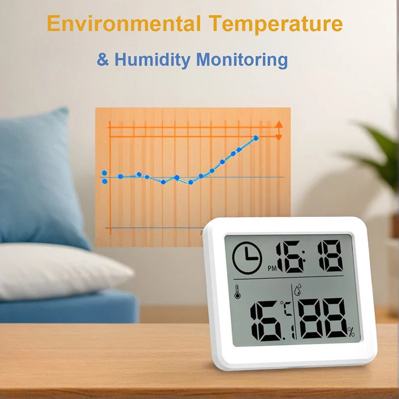 Digital Clock with Temperature Humidity Display Electronic Desk Wall Clock for Home Kitchen Office Bathroom Travel Home Décor