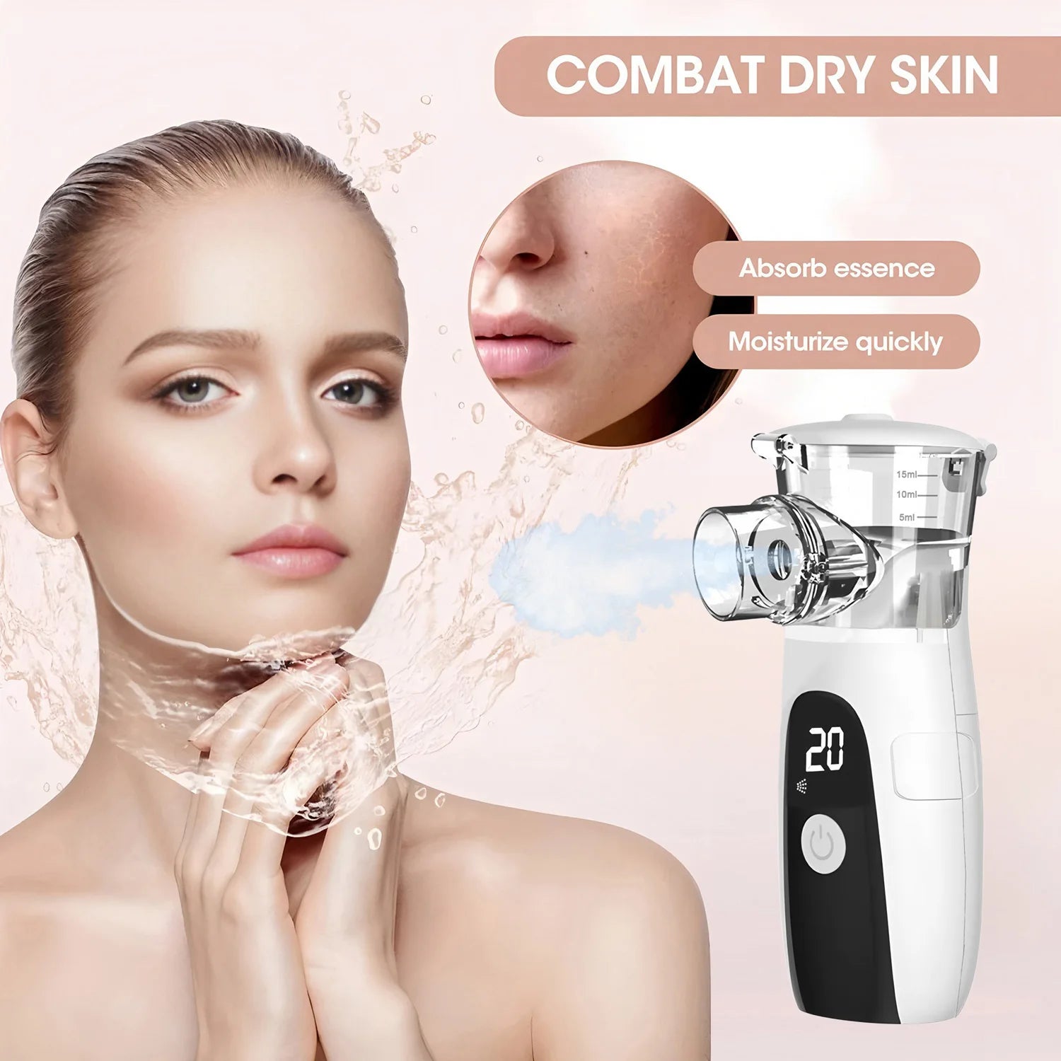 Mini Portable Hydrating Beauty Spray - Nano Cold Spray Facial Steamer Skin Moisturizing Device