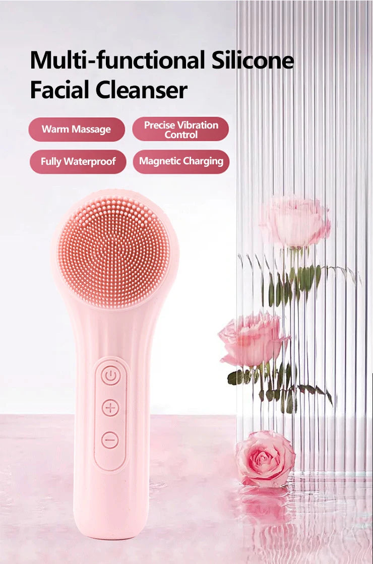 Sonic Waterproof Silicone Facial Cleansing Brush Rechargeable Vibrating Exfoliating Deep Clean Face Cleanser