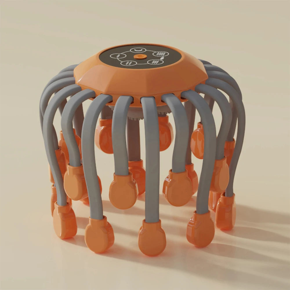 24 Heads Octopus Claw Head Massager Electric Scalp Massager 24 Point Vibration Massage Scratcher Bluetooth Music Relaxation