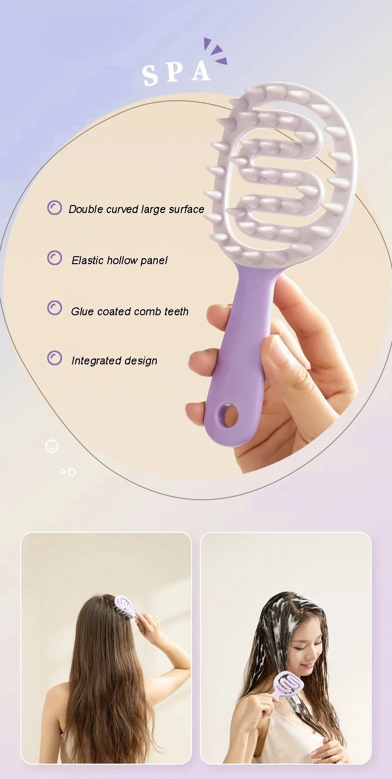 Shampoo Hair Brush Hair Massage Scalp Combs Head Washing Brush Long Handle Dry And Wet Brush Shower Spa HairdressingTool Girls