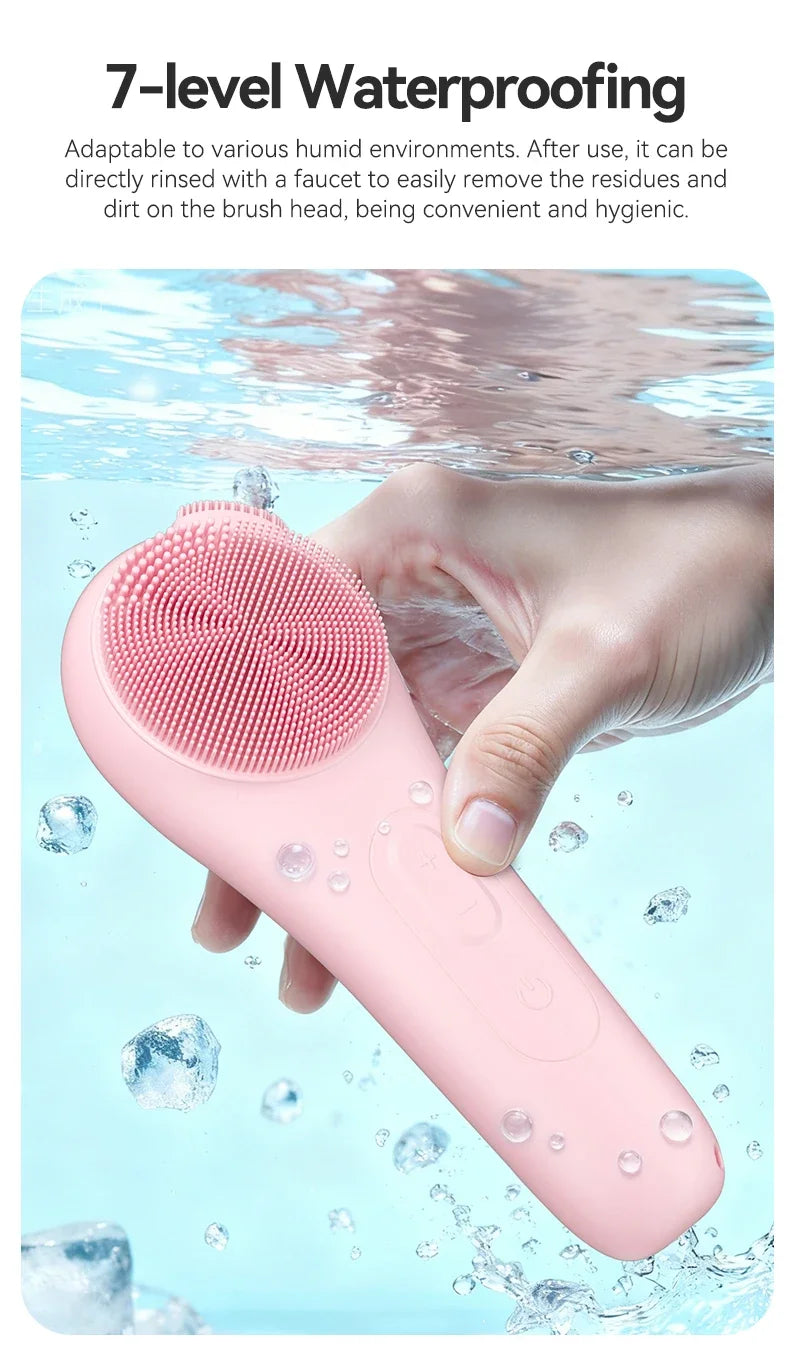 Sonic Waterproof Facial 45℃ Cleansing Brush Rechargeable Scrubber Exfoliating Vibrating Deep Clean Face Cleaner Skin Care