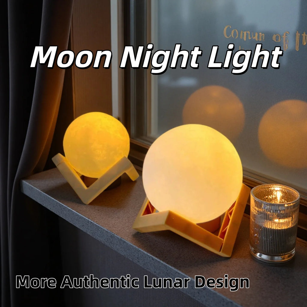 Led Moon Lamp Night Light With Stand Bedroom Gift Decor Print 6cm/8cm Lamps Battery Powered Creative Table Romantic 3d Lights