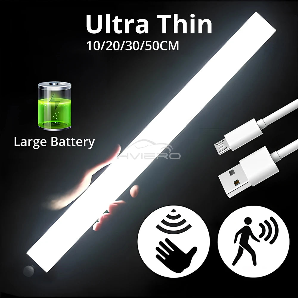 Motion Sensor Light Wireless LED Night Light USB Rechargeable Light Cabinet Wardrobe Lamp Staircase Backlight For Kitchen LED