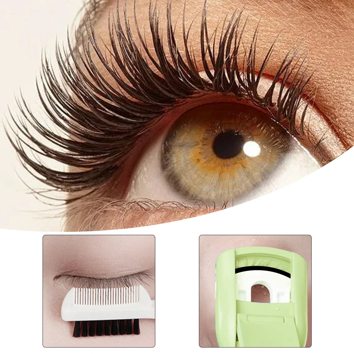 1PC Borderless Wide-Angle Eyelash Curler, Curling Eyelash Curler, Push-Pull Comb, and Double-Head Convenient Eyelash Curler.