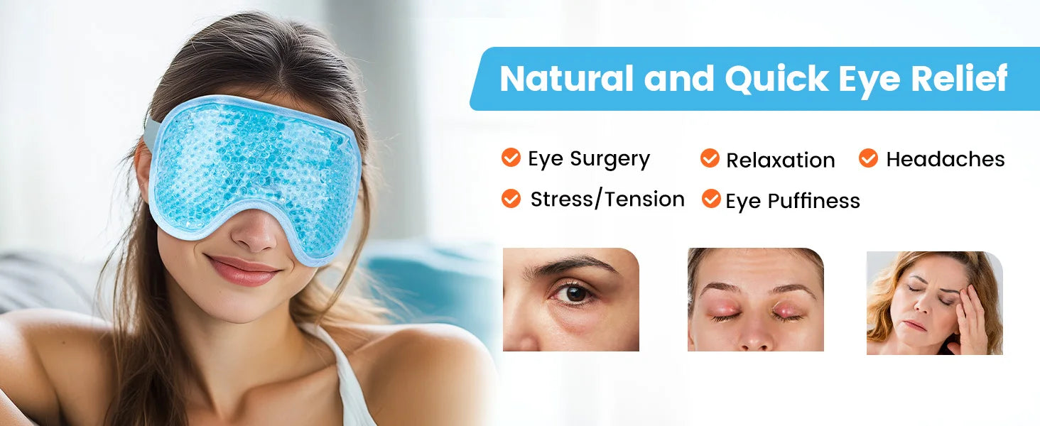 Cooling Eye Mask  with Gel Bead for Puffy Eyes Reusable Cold Compress Ice Pack for After Eyelid Surgery Tension Stress Relief