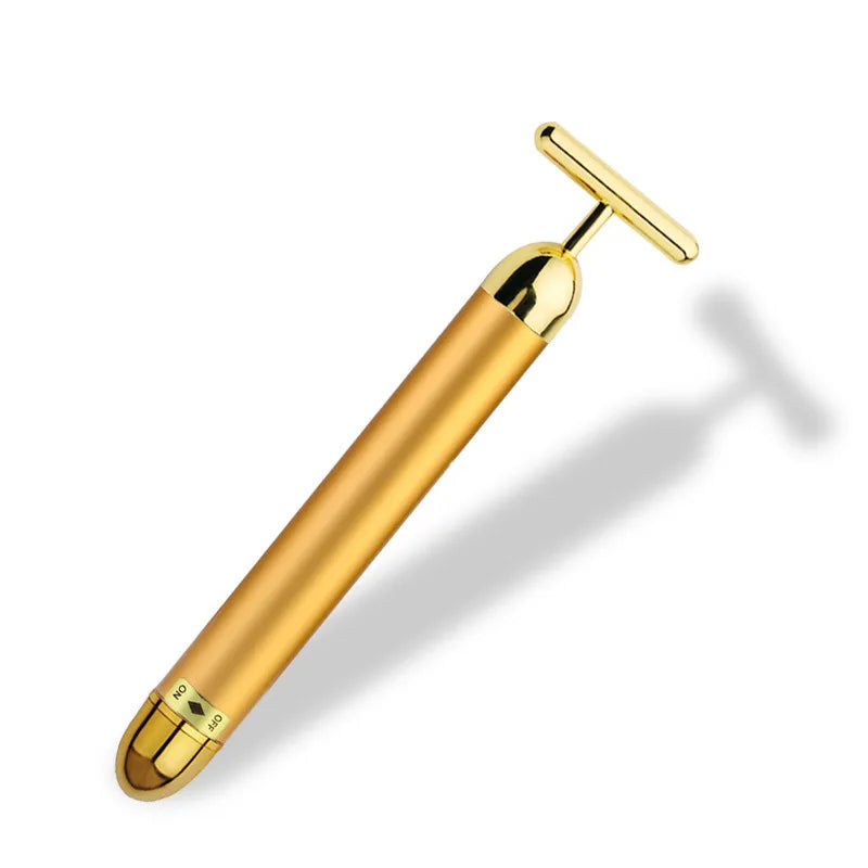 Face Lift Bar Roller Vibration Slimming Massager Facial Stick Facial 24k Gold Beauty Skin Care T Shaped Vibrating Tool