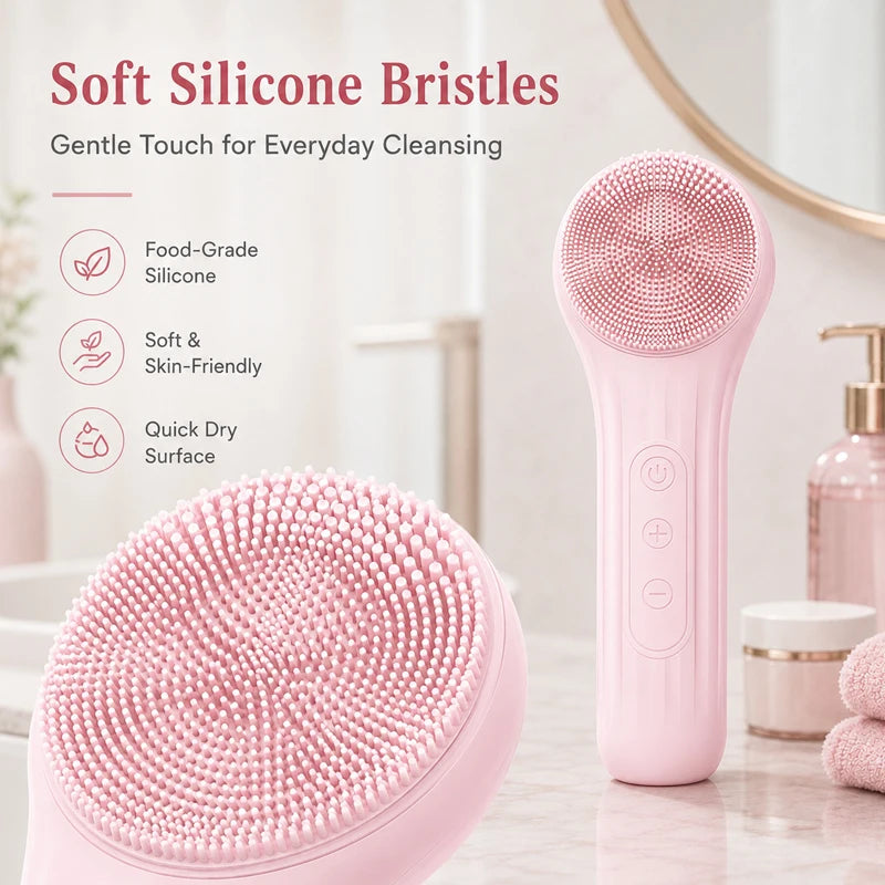 Sonic Waterproof Silicone Facial Cleansing Brush Rechargeable Vibrating Exfoliating Deep Clean Face Cleanser