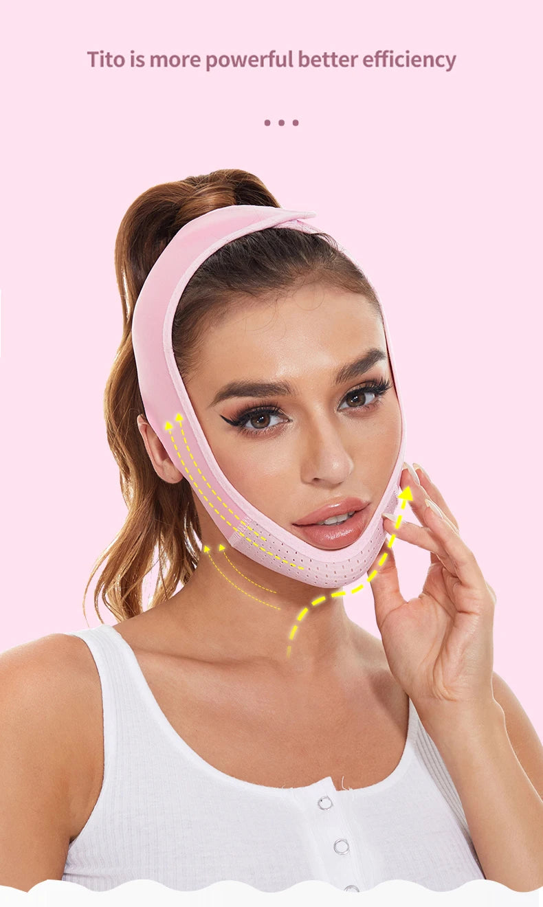 Reusable Double Chin Reducer- V Line Mask -Double Chin Remover-Facial Slimming Chin Strap-Chin Up Mask Face Lifting Belt V Shape