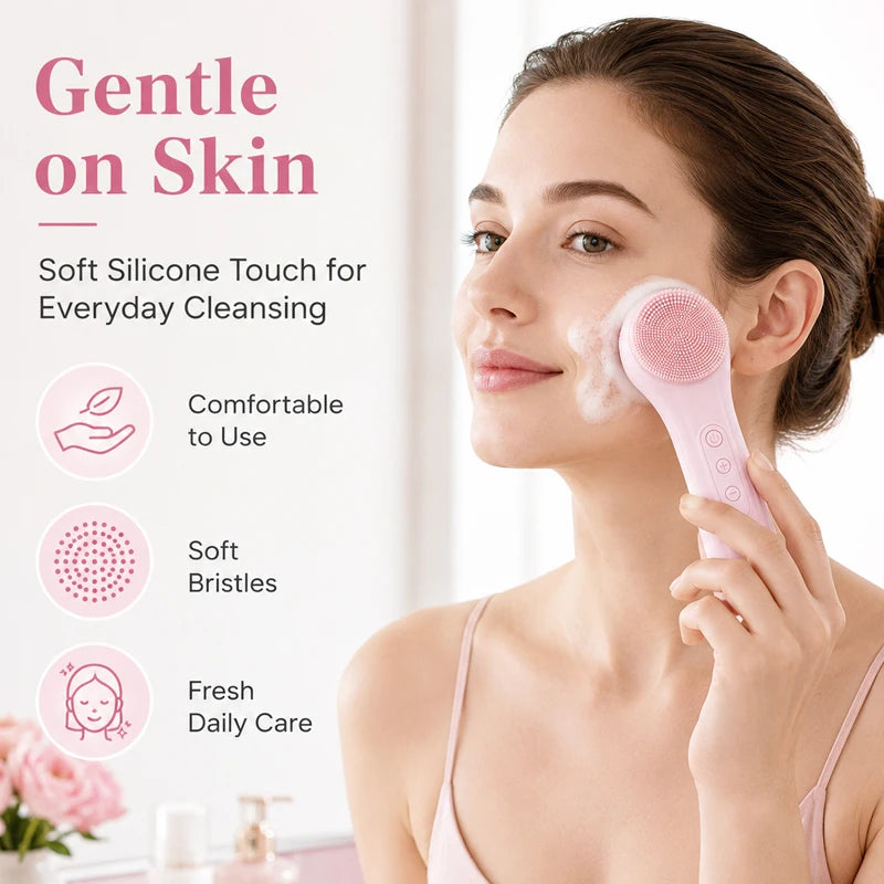 Sonic Waterproof Silicone Facial Cleansing Brush Rechargeable Vibrating Exfoliating Deep Clean Face Cleanser