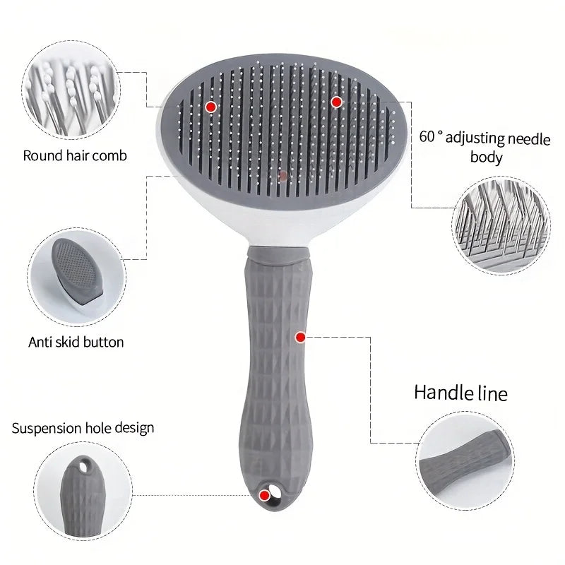 One-Click Pet Grooming Comb Automatic Self Cleaning Slicker Brush Effortless Floating Hair Removal Tool for Dogs Cats 2026