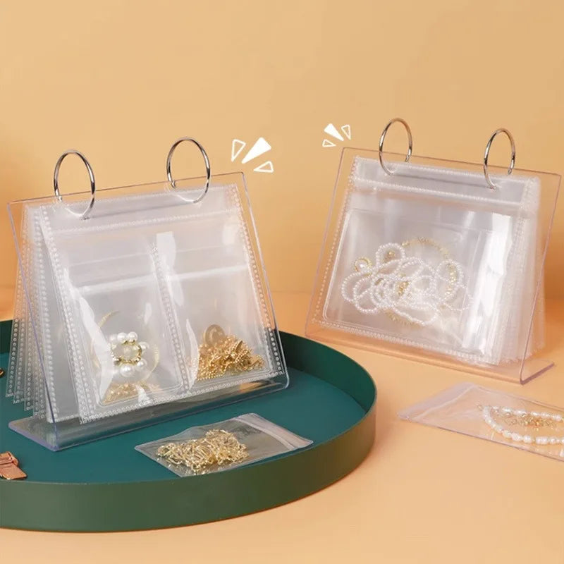 Jewelry Organizer with  Adjustable Grids - Dustproof & Anti-Oxidation Packing Bag/Display Stand for Jewelry Making Supplies