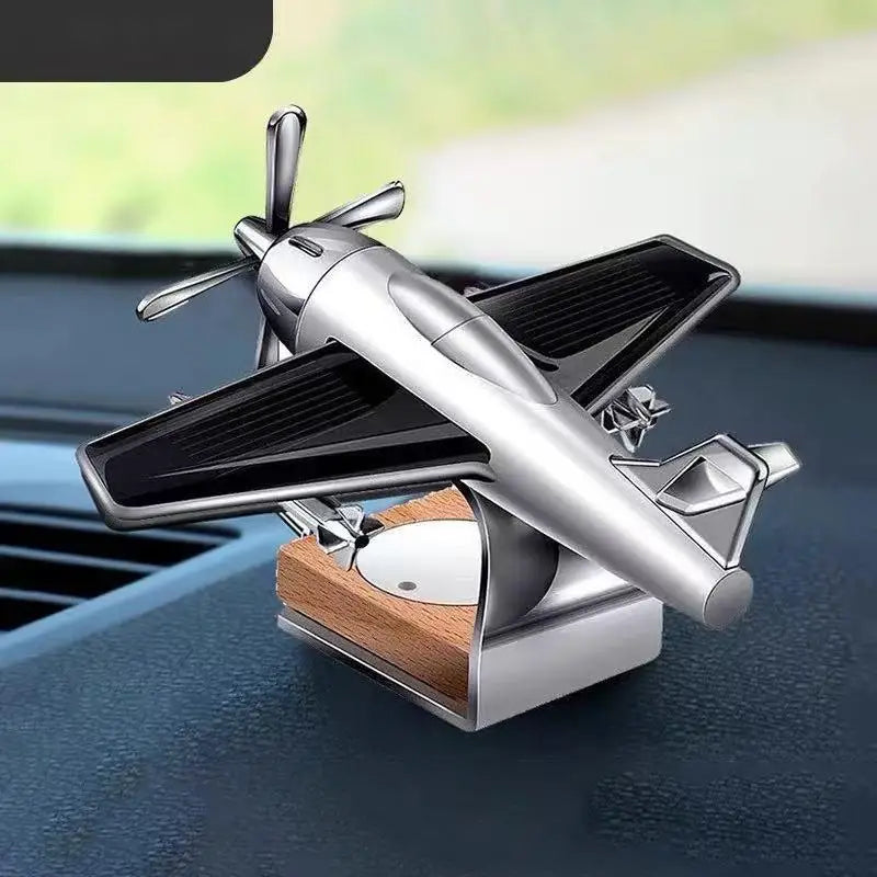 Essential Oil Diffuser With Solar Airplane Wooden Base Car Air Freshener Aromatherapy Long Lasting Fragrance Decorative Interior