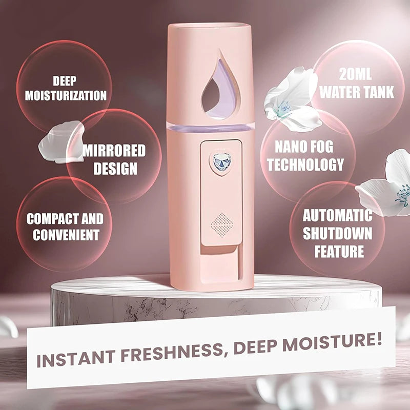 20ml Nano Facial Sprayer Portable USB Rechargeable Handheld Face Steamer  Air Humidifier SPA Moisturizing Hydrating Skin Care