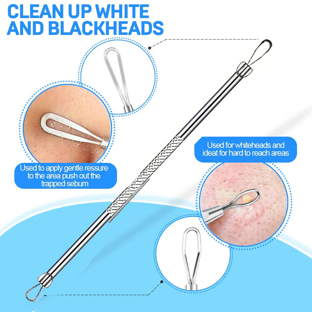 Teenitor Pimple Extractor Acne Treatment Tool Surgical Grade Blackhead Comedone Removal 2-in-1 Tool for Face Nose Blackhead Extr