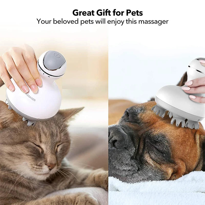 Head Scalp Massager with 4 Replacement Massage Heads Portable Head Scratcher For Stress Release and Hair Growth