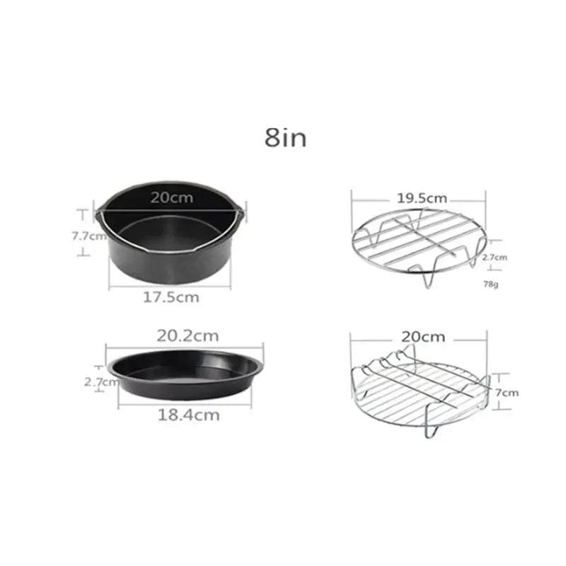 B59B-8 Inch Air Fryer Accessories For Gowise Phillips Cozyna And Secura Fit All Airfryer 4.5-5.2L Baking Pan