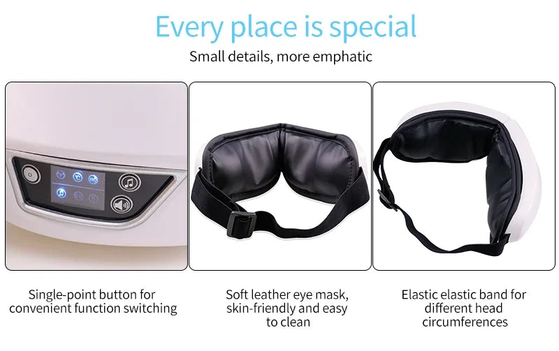 Eye Massager with Heat Vibration Eye Mask Bluetooth Music Airbag Care Device for Eye Strain Relief Dry Improve Sleep Facial