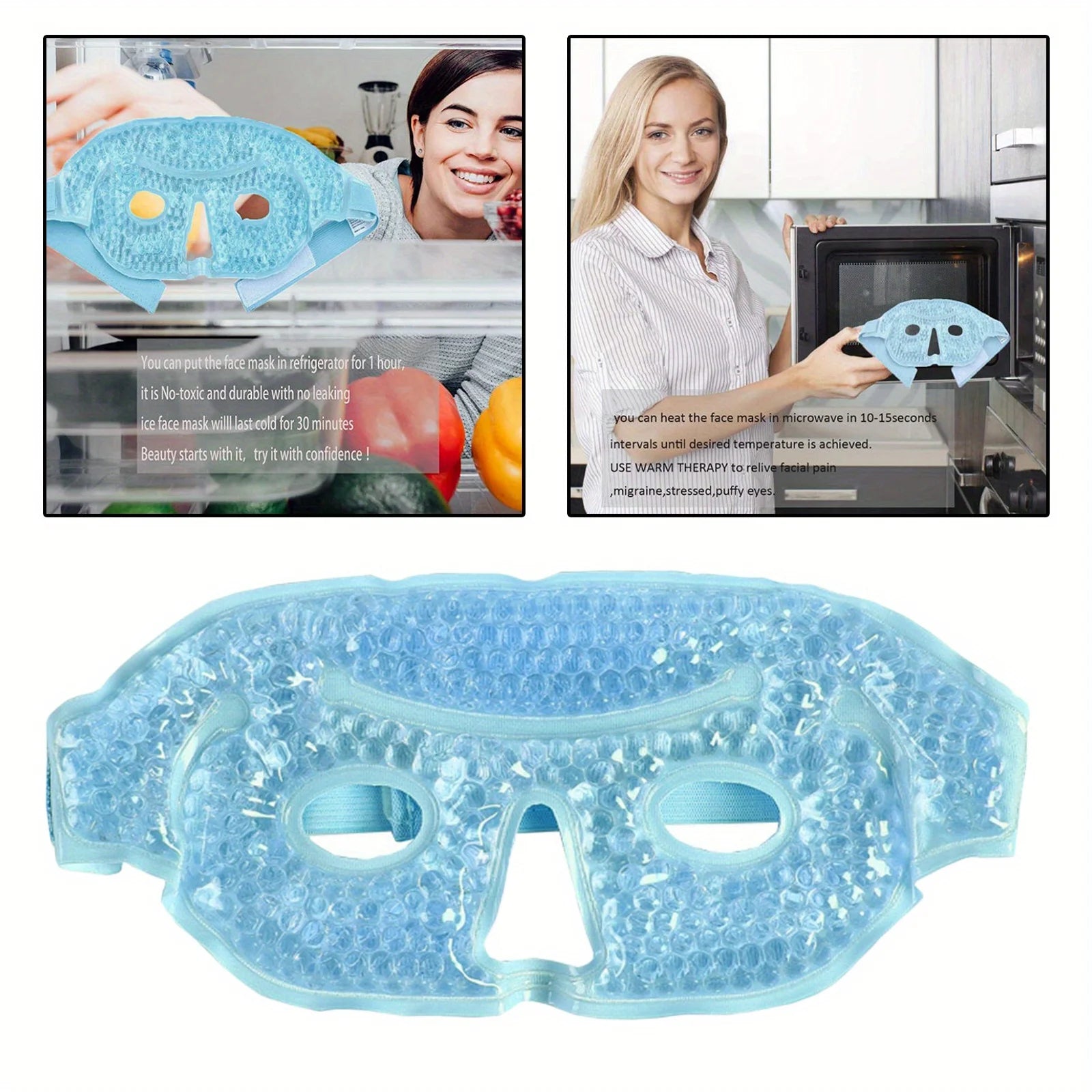 Visible Reusable Cooling Eye Mask with Gel Beads Cold Eye Compress for Puffy Eyes Stress Relief Dry Eyes SPA Skin Care Tools