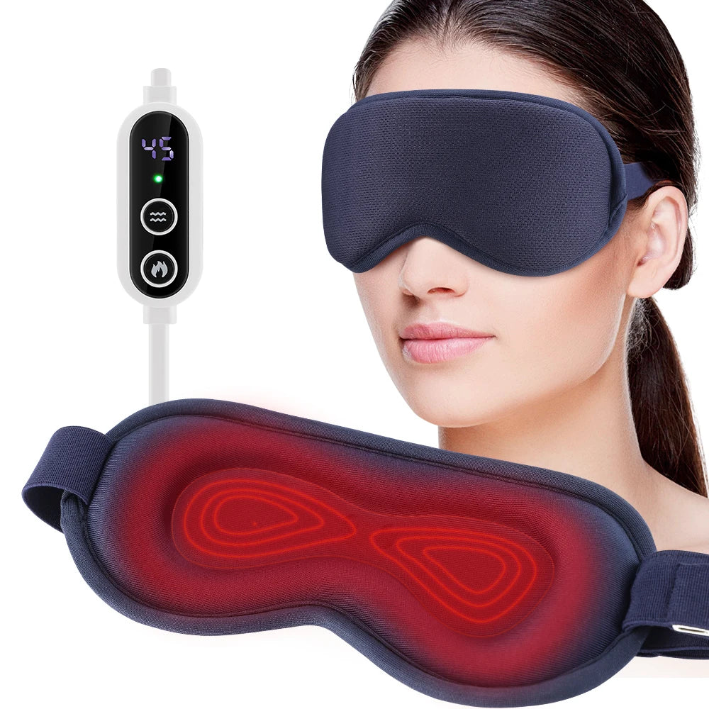 USB Heated Eye Mask 3D Smart Timing Massage Mask for Eye Fatigue Relief Sleep Aid & Travel Use Rechargeable Warm Compress