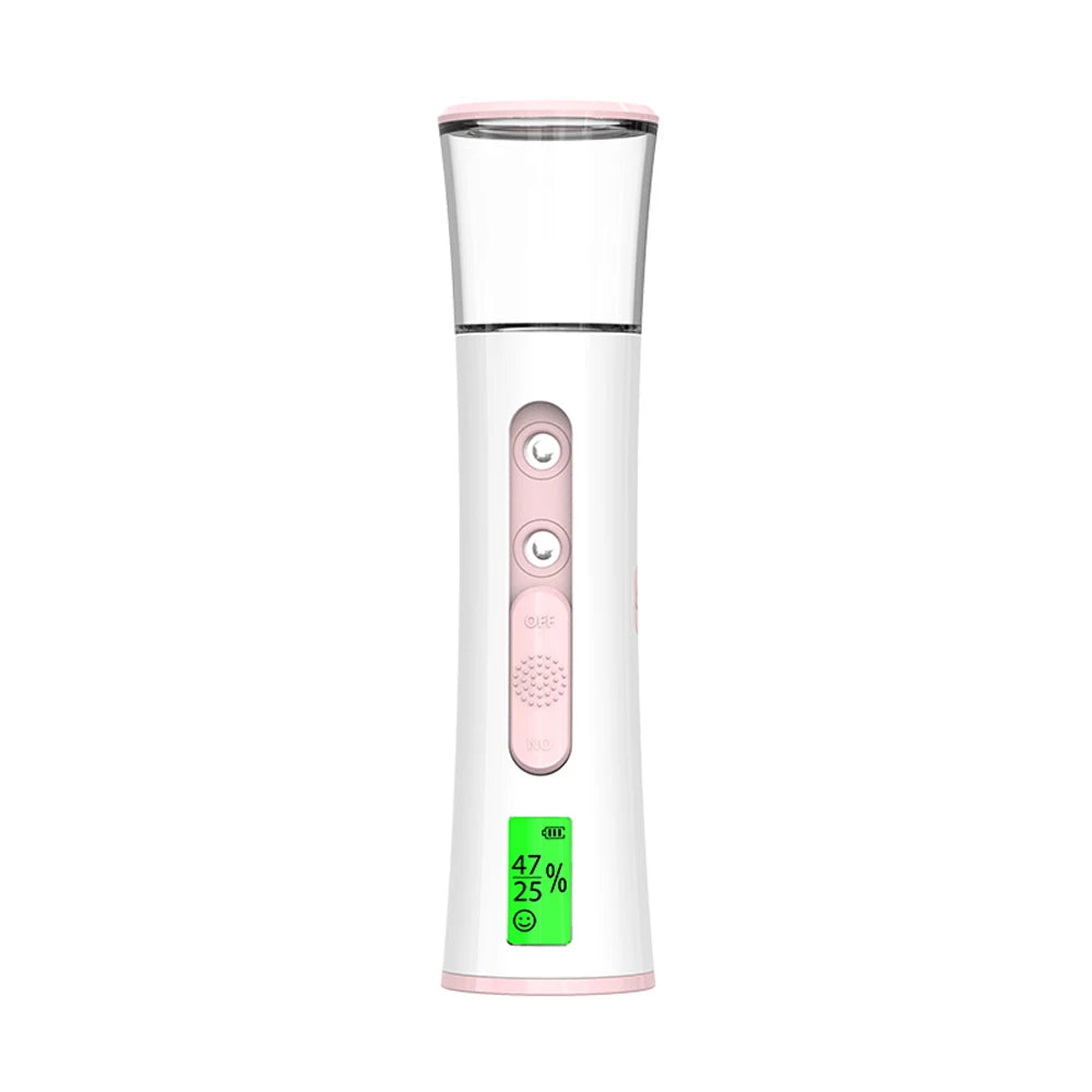 Double Spray-head Nano Mist Sprayer Mini Handheld Hydrating Humidifier Skin Care LED Display Portable Facial Steamer Nebulizer
