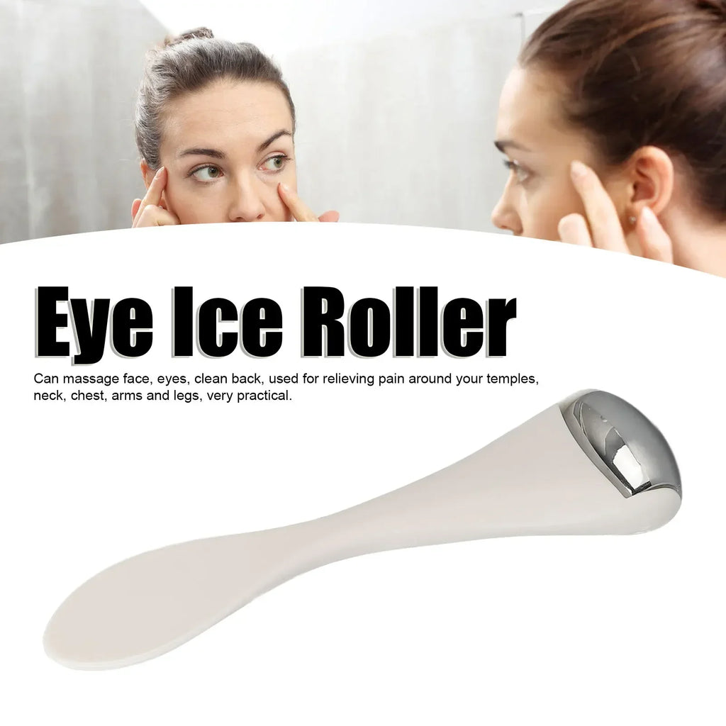 1pcs Facial Metal Ice Roller Stainless Steel White Mini Eye Metal Ice Roller for Mini Eye Puffiness Tighten Skin Care Tool