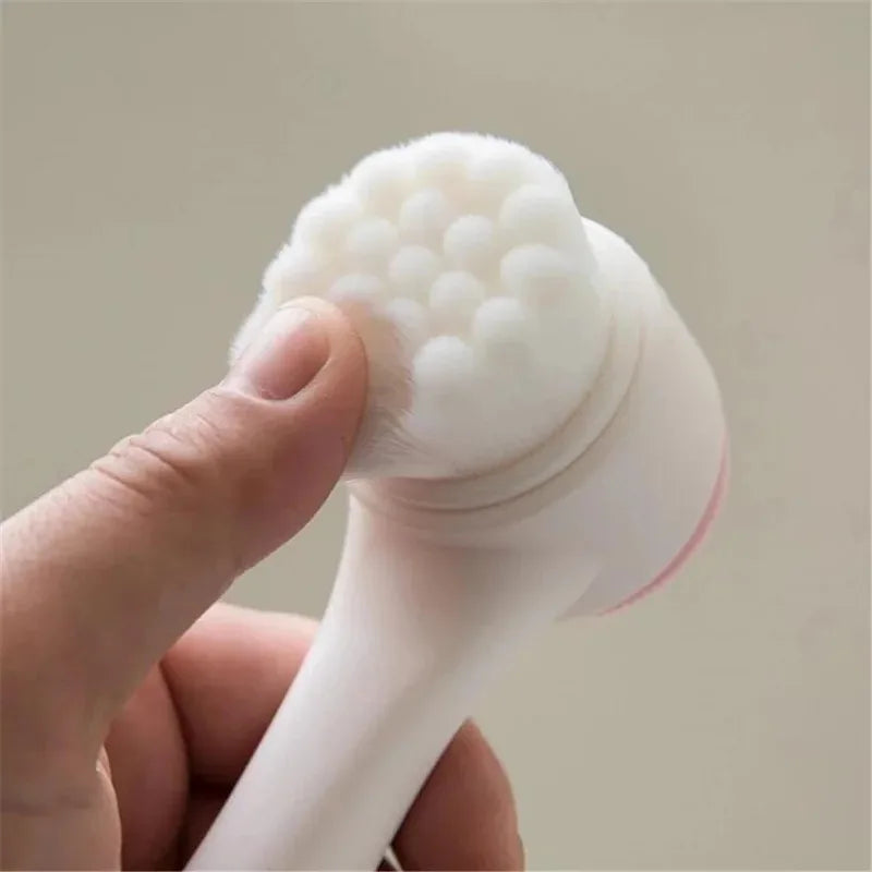 Double Sided Facial Cleansing Brush Manual Face Wash Brush Soft Bristles Silicone Exfoliator Deep Pore Cleaning Blackhead Remove