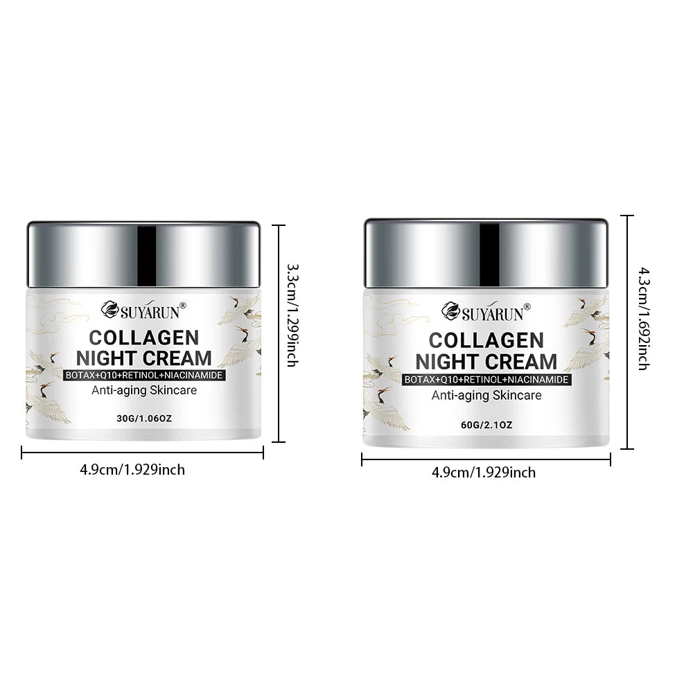 SUYARUN Night Repair Cream - Collagen Booster with Niacinamide & Ginger, Anti-Aging, Brightening & Moisturizing Face Cream.