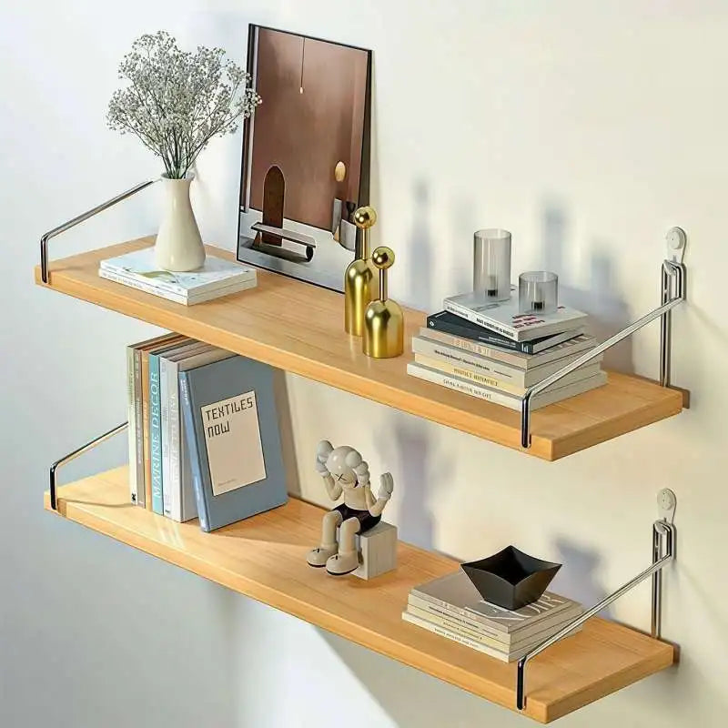 Floating Shelves for Wall Bookshelves No-Punch Wall Mounted Wood Shelf for Living Room Bathroom Bedroom Kitchen Home Decor