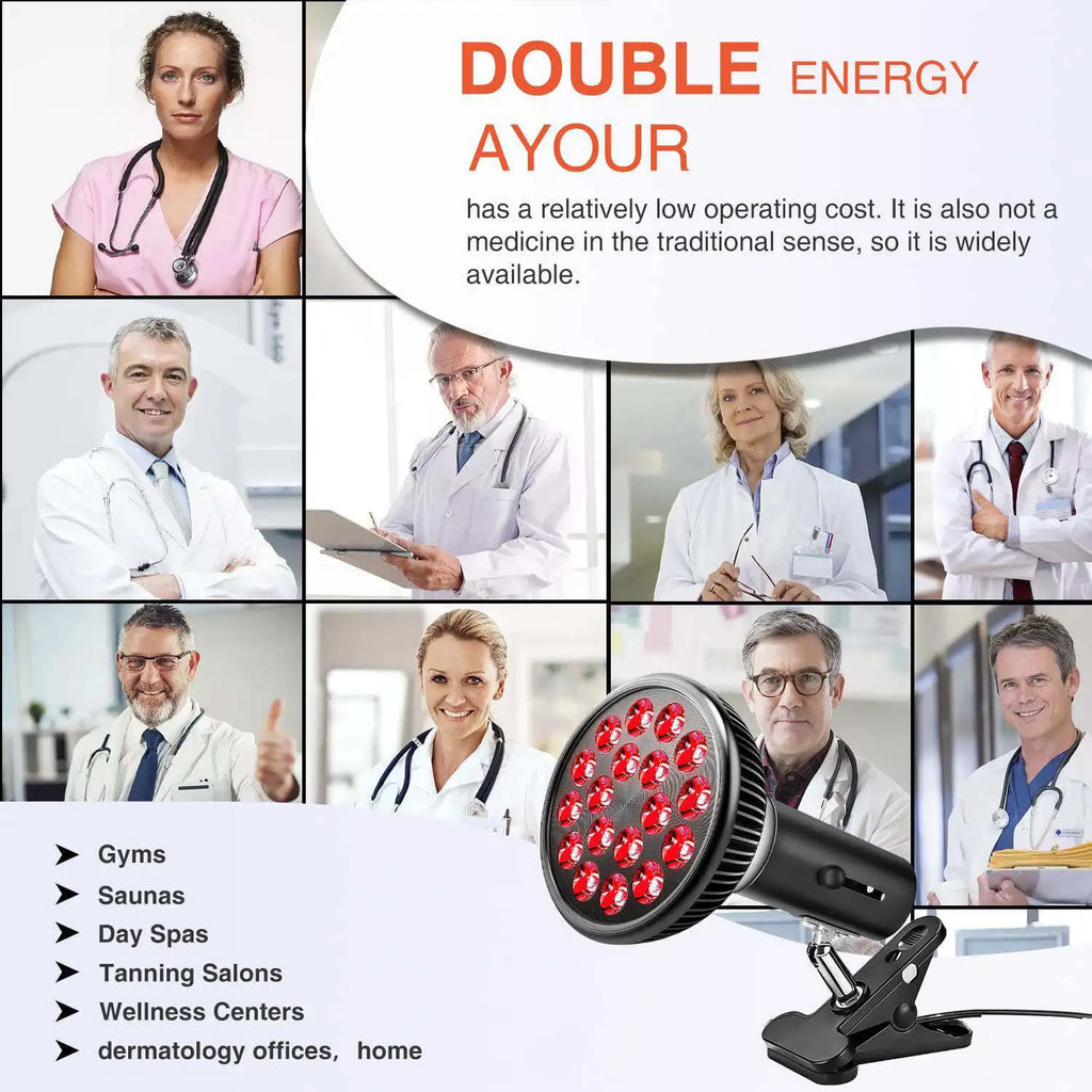 Red Light Therapy Bulb With Lamp Clip LED 660nm Red and 850nm Near Infrared Combo Therapy Device for Skin Care Pain Relief