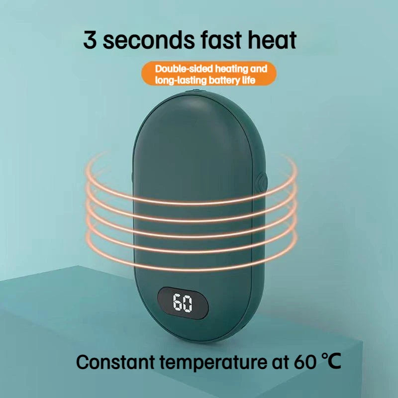 USB Rechargeable Hand Warmer Power Bank 2-in-1 Mini Electric Heater High-Capacity Pocket Warmer Winter Gift for Cold Weather