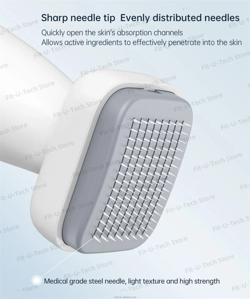 adjustable titanium stamp derma roller face roller beard growth massager scalp massage 120pins microneedling