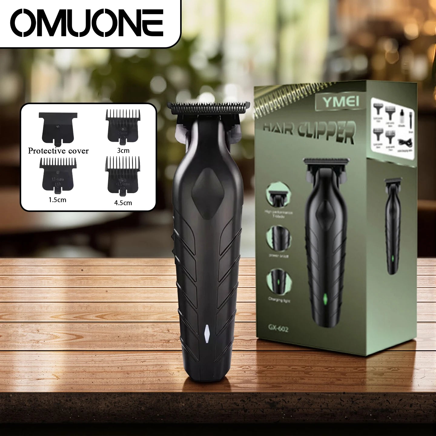 OMUONE Professional Barber Cordless Hair Clipper USB Rechargeable Hair Trimmer Precision Beauty Tool Men's Gift