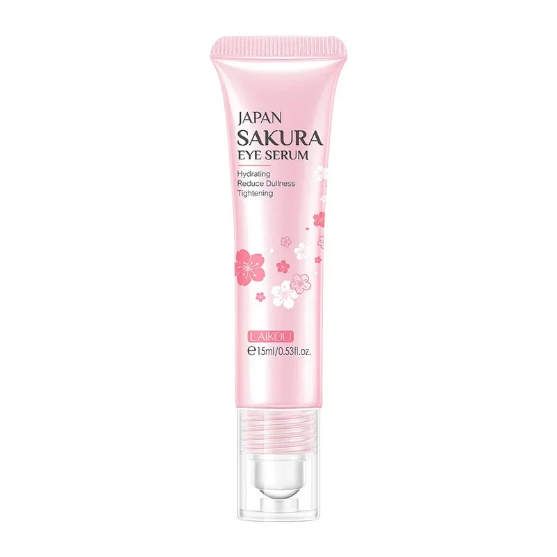  LAIKOU Sakura Eye Serum Roller Massage Anti-Aging,Hydrating & Brightening Eye Dark Circle & Puffiness Reduction Eye Cream 15ml