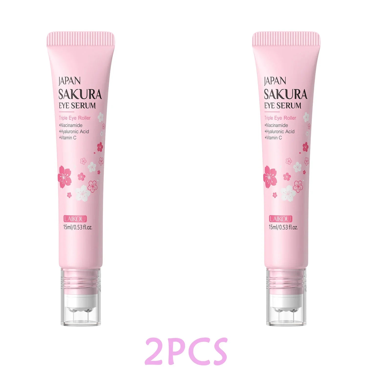  LAIKOU Sakura Eye Serum Roller Massage Anti-Aging,Hydrating & Brightening Eye Dark Circle & Puffiness Reduction Eye Cream 15ml