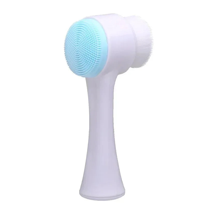 Double Sided Facial Cleansing Brush Manual Face Wash Brush Soft Bristles Silicone Exfoliator Deep Pore Cleaning Blackhead Remove