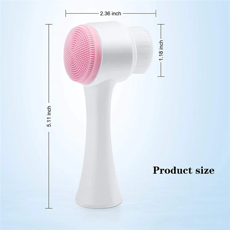 Facial Cleansing Brush Manual Massage Facial Brush Soft Bristles Exfoliator Double Sided Face Wash Brush 3D Double Silicone