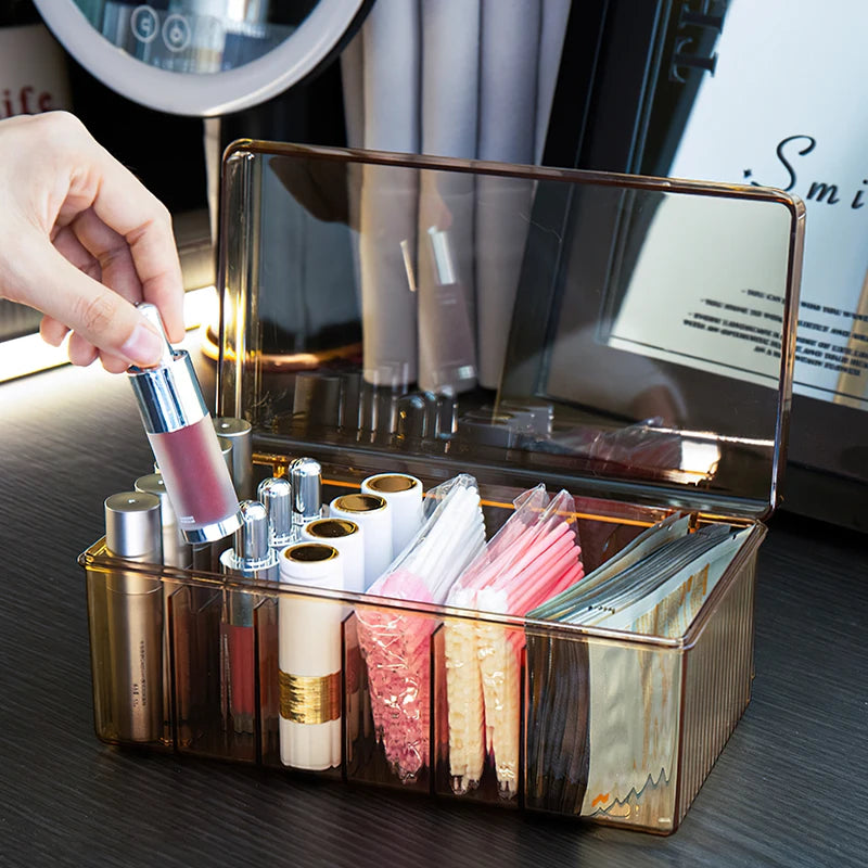 Eyelash Storage Box with Lid Desktop Cosmetics Organization Tool Acrylic Transparent Case Holder Exclusively For Makeup Supplies